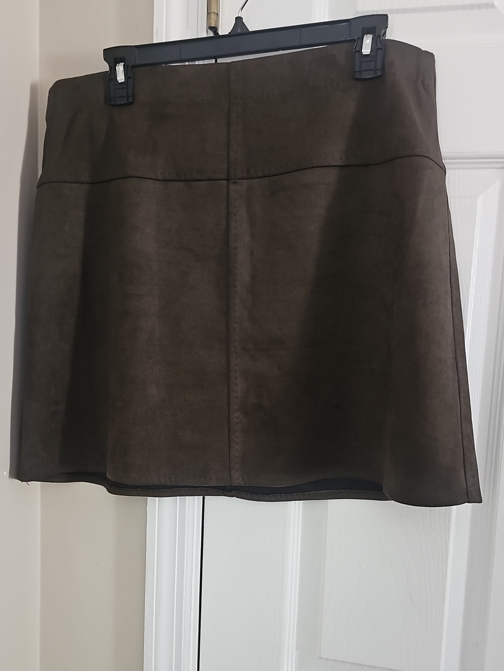 Max Studio Dark Sage Faux Suede A-Line Mini Skirt, Stretchy